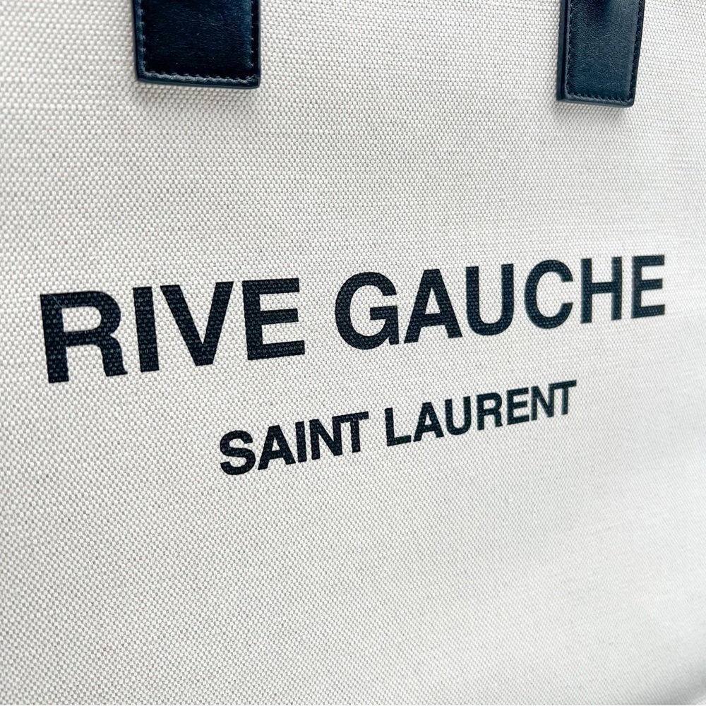 Saint Laurent Rive Gauche North South Canvas Tote – Black Leather Trim - Picture 6 of 13